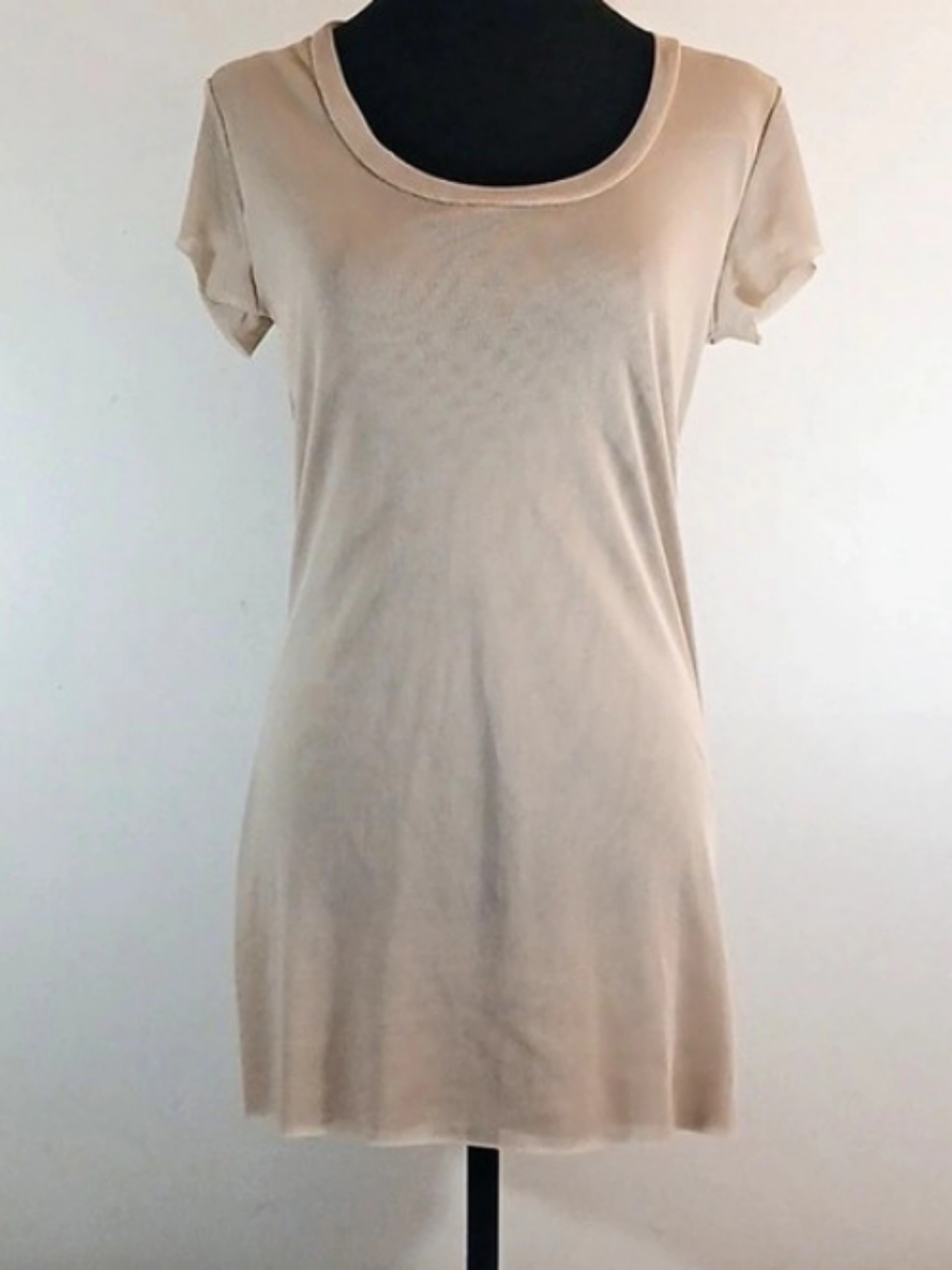 Bisou Basics Fall 06 Short Sleeve Mini Dress in Beige Size Large NWT